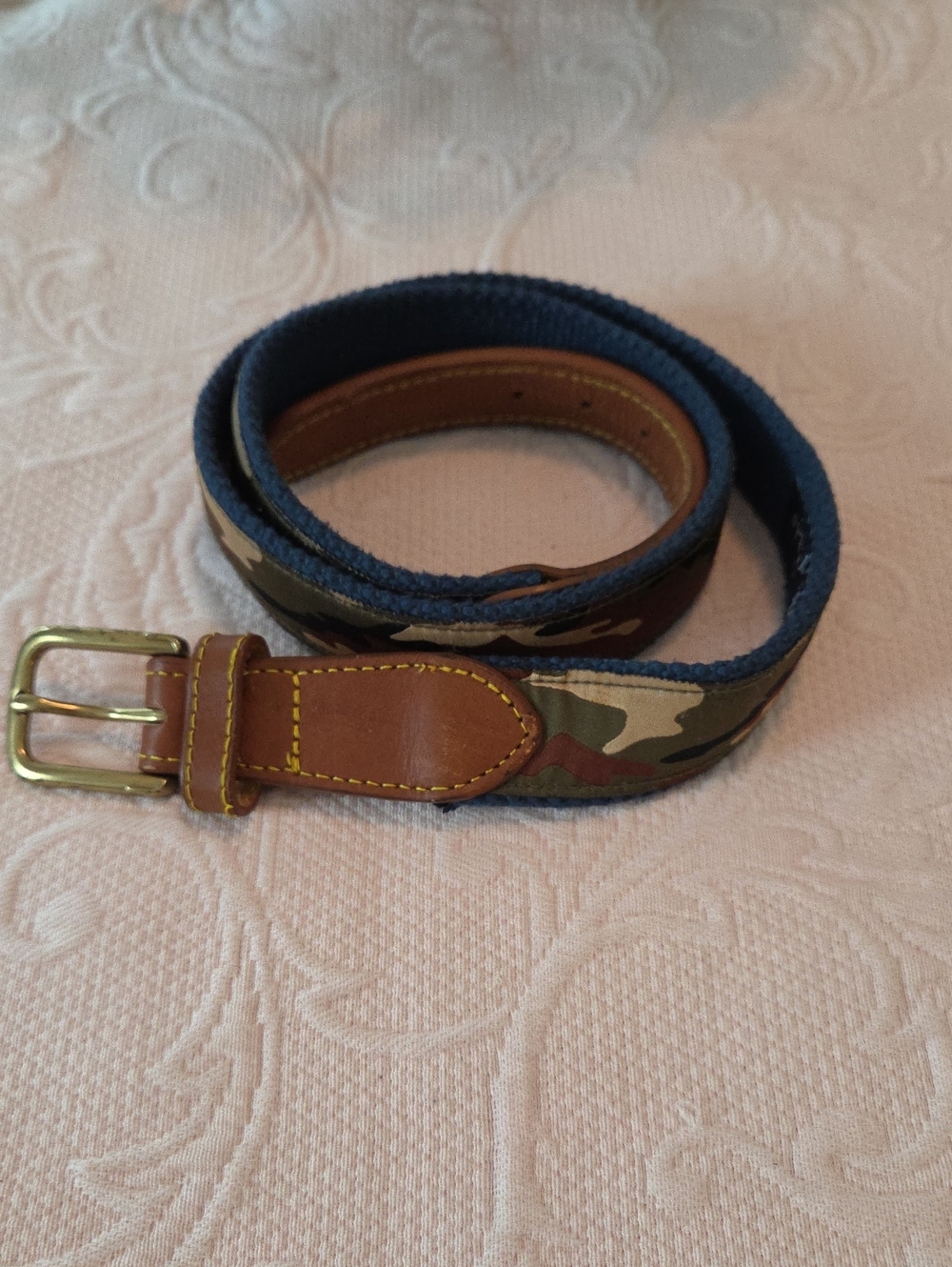 SIMPLY SOUTHERN Men's Camouflage Canvas & Leather Belt - Blue Trim